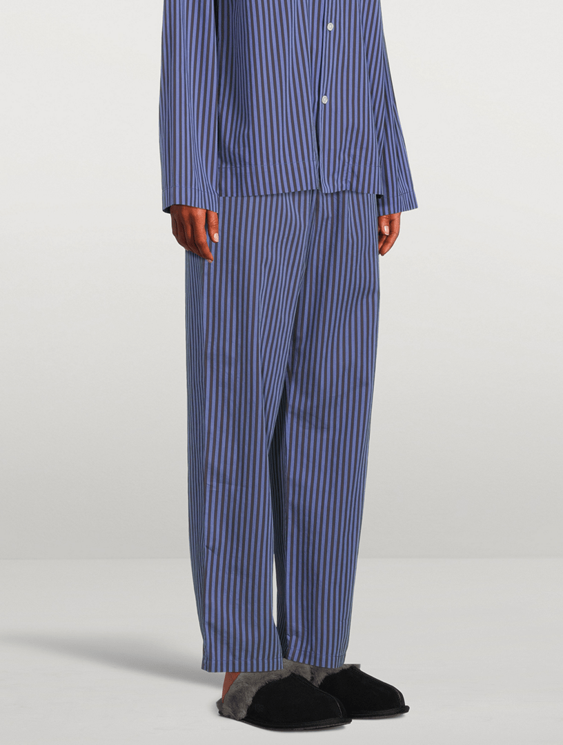 TEKLA Organic Cotton Poplin Pajama Pants In Stripe Print Holt Renfrew