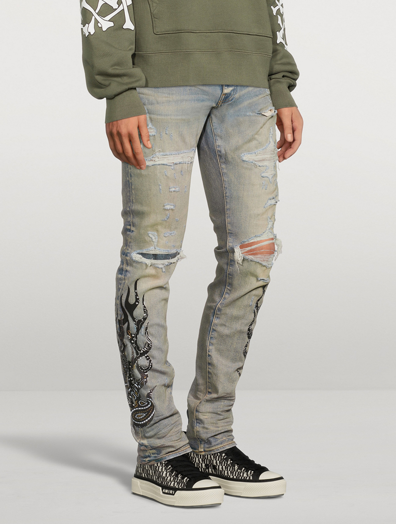 AMIRI Bandana Flame Skinny Jeans Holt Renfrew Canada
