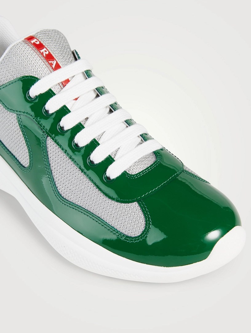 PRADA America's Cup Patent Leather And Mesh Sneakers Holt Renfrew Canada