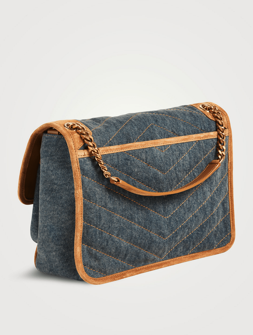 SAINT LAURENT Medium Niki YSL Monogram Denim Chain Bag Holt Renfrew