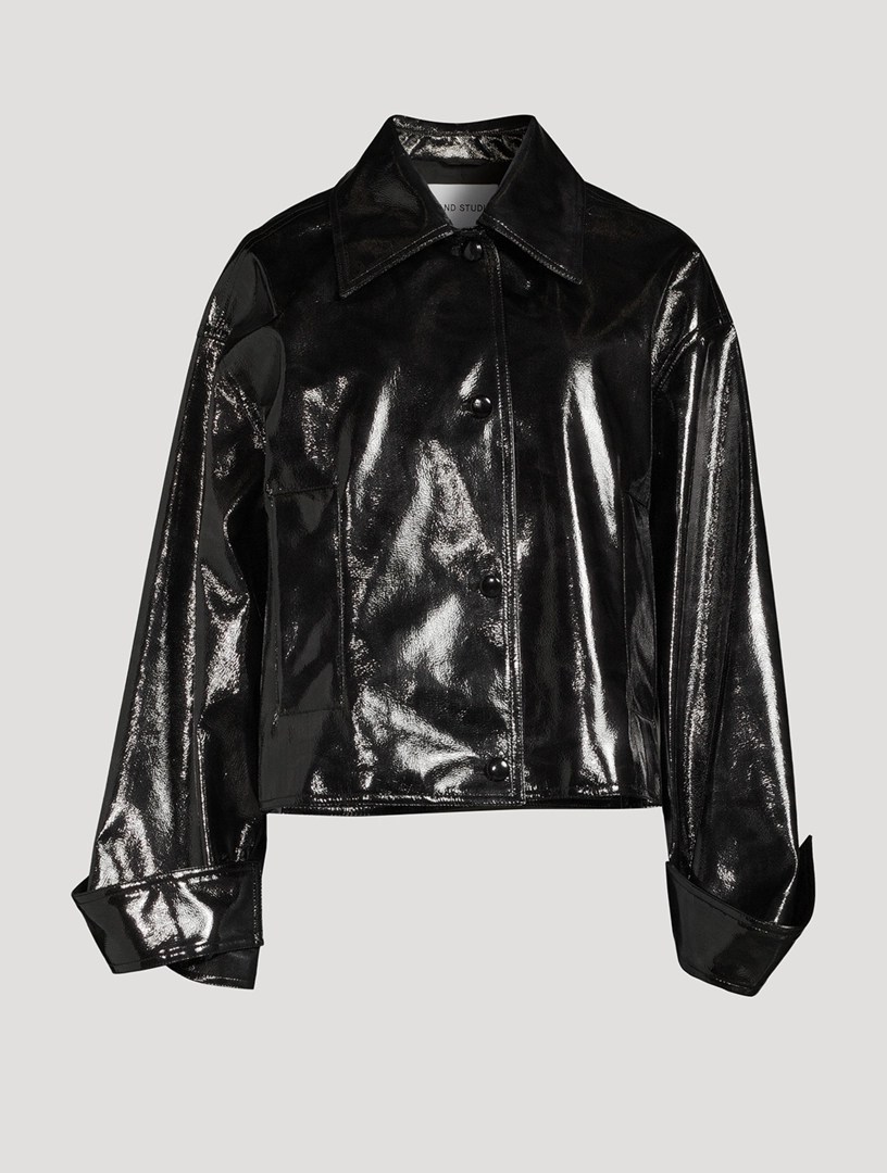 STAND STUDIO Charleen Faux Patent Leather Jacket Holt Renfrew Canada