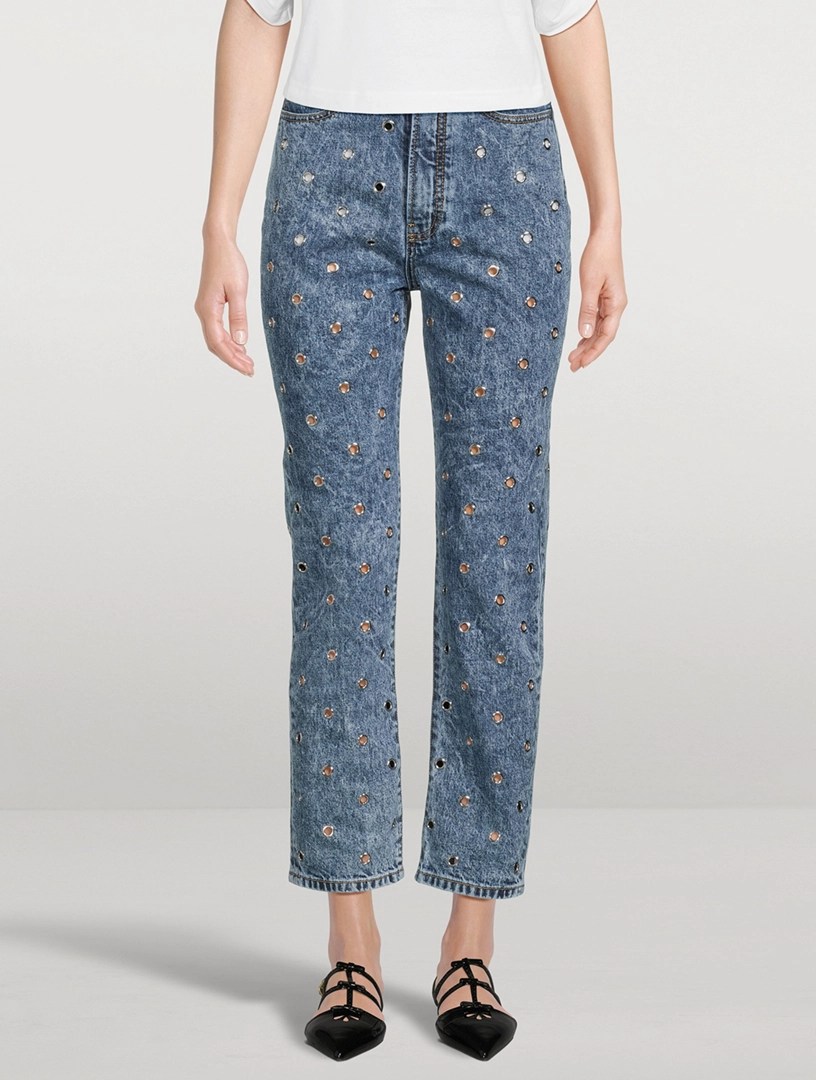 ALAÏA Grommet StraightLeg Jeans Holt Renfrew Canada