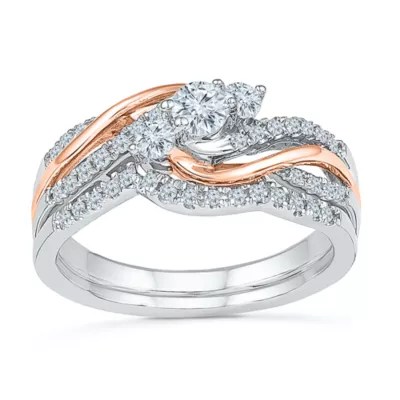 Womens 1/2 CT. T.W. Genuine White Diamond 10K Rose Gold Sterling Silver