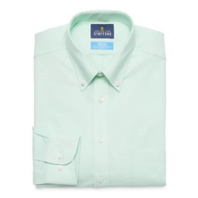 Stafford Mens Button Down Collar Long Sleeve Wrinkle Free Stretch Dress