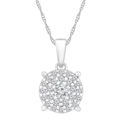 Womens 1/4 CT. T.W. Genuine White Diamond 10K White Gold Pendant