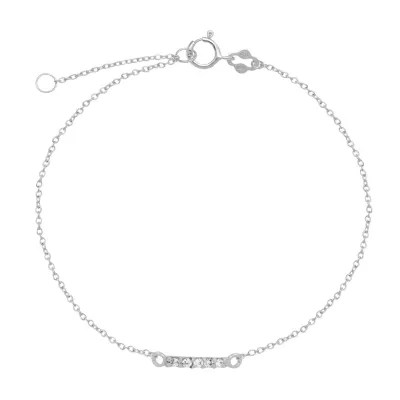 Itsy Bitsy Sterling Silver Cubic Zirconia 9 Inch Cable Ankle Bracelet