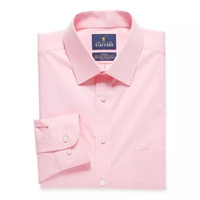 Stafford Mens Travel EasyCare Broadcloth Stretch Regular Fit Dress