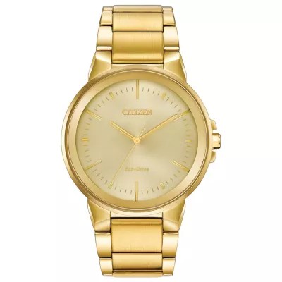 Citizen Axiom Mens Gold Tone Stainless Steel Bracelet Watch Bj651256p