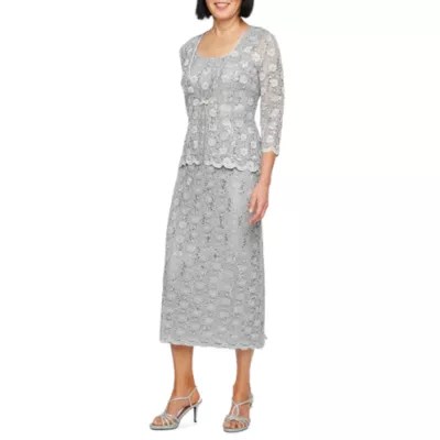 R & M Collection 3/4 Sleeve Sequin Lace Jacket Dress JCPenney