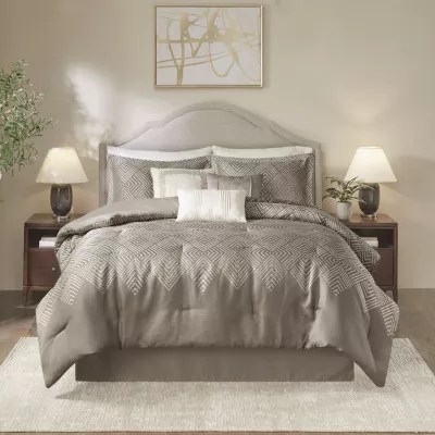 Quinn 7 Piece Comforter Set Madison Park Quinn Jacquard 7pc. Midweight Embroidered Comforter Set