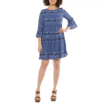 Vivi By Violet Weekend 3/4 Sleeve Shift Dress