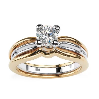 Womens 7/8 CT. T.W. White Cubic Zirconia 18K Gold Over Brass Engagement