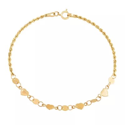 14K Gold 7 Inch Hollow Heart Link Bracelet JCPenney