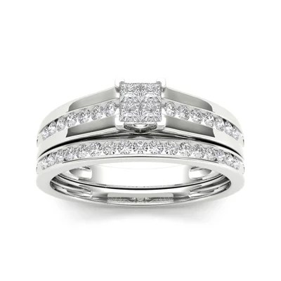 1/2 CT. T.W. Diamond 10K White Gold Bridal Set Ring, Color White Gold