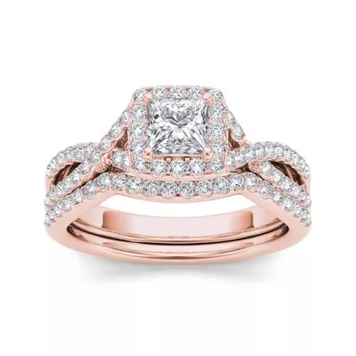 1 1/4 CT. T.W. Diamond 14K Rose Gold Bridal Set, Color Rose Gold