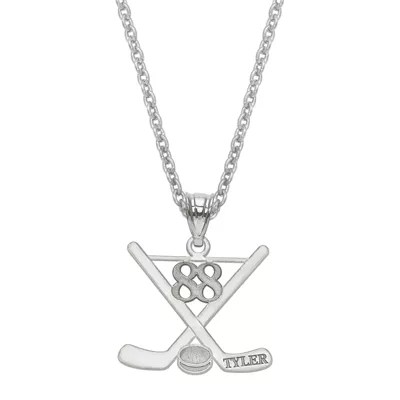 Personalized Name & Number Hockey Pendant Necklace, Color White JCPenney