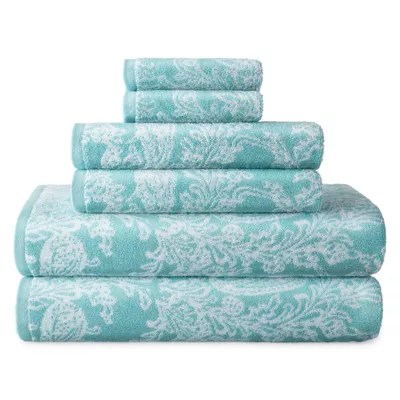 JCPenney Home™ Savannah Bath Towel CollectionJCPenney, Color Aqua Frost