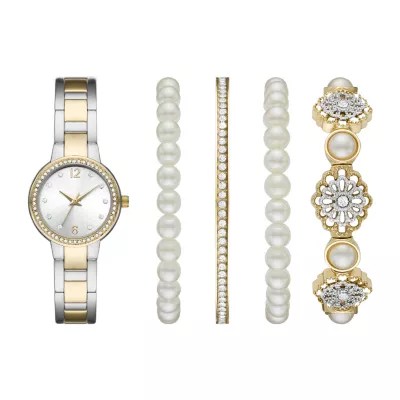 Mixit Ladies Womens Two Tone 5pc. Watch Boxed Set