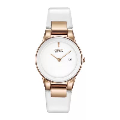 Citizen Axiom Womens White Leather Strap WatchGa105301a JCPenney