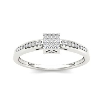 1/10 CT T.W. Diamond 10K White Gold Engagement Ring, Color White Gold