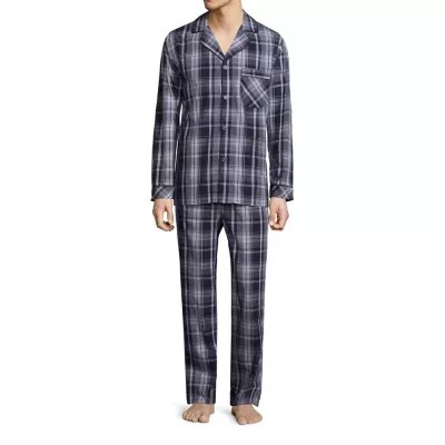 Stafford Mens 2pc. Pant Pajama Set, Color Navy Plaid JCPenney