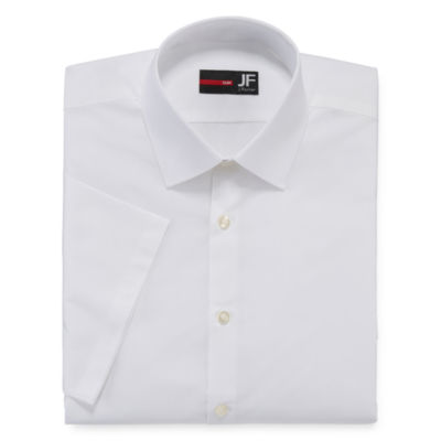 JF J. Ferrar Mens Stretch Short Sleeve Broadcloth Slim Dress Shirt
