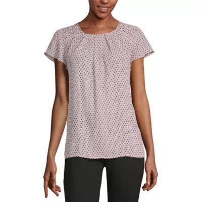 Liz Claiborne Womens Round Neck Short Sleeve Knit Blouse JCPenney