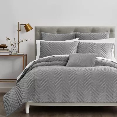 Fieldcrest Luxury Cotton Chevron Velvet Quilt JCPenney