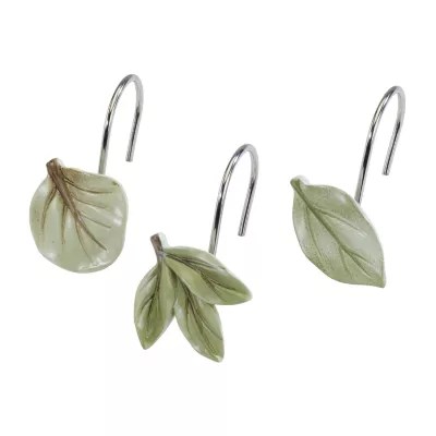 Avanti Ombre Leaves Shower Curtain Hooks, Color Green Ivory JCPenney