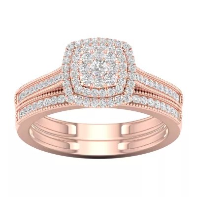 Womens 1/3 CT. T.W. Genuine White Diamond 10K Rose Gold Bridal Set