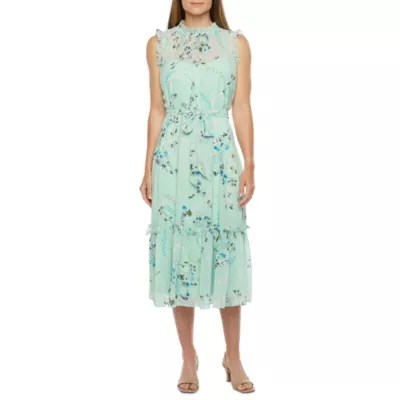 Emma And Michele Sleeveless Floral Midi Fit & Flare Dress