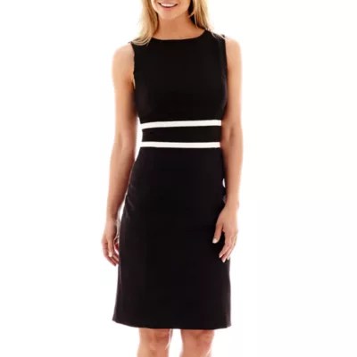 Black Label by EvanPicone Sleeveless ContrastTrim Sheath Dress, Color