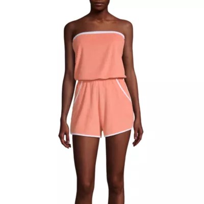 Flirtitude Sleeveless RomperJuniors, Color Burnt Coral JCPenney