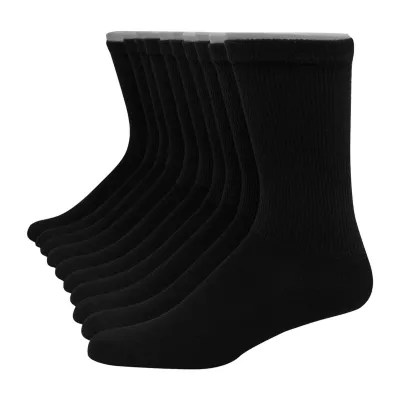 Hanes Ultimate Mens 10 Pair Crew Socks, Color Black JCPenney