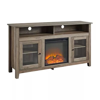 58" Wood Highboy Fireplace Media TV Stand Console JCPenney
