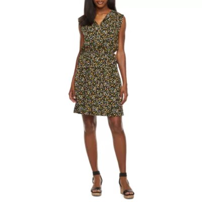 Emma And Michele Sleeveless Floral Fit & Flare Dress
