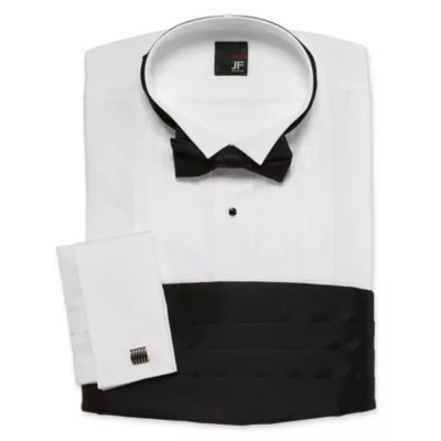 JF J. Ferrar® Tuxedo Shirt Set, Color White JCPenney