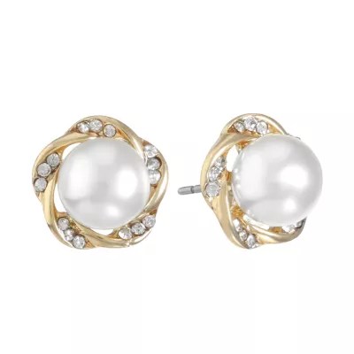 Jewelry Simulated Pearl 19.5mm Stud Earrings, Color White JCPenney