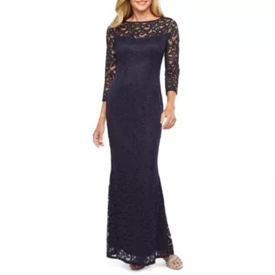 Blu Sage 3/4 Sleeve Lace Evening Gown JCPenney
