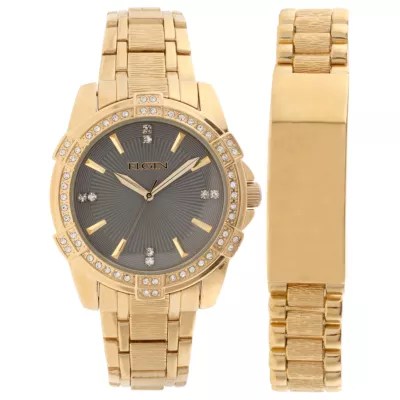 Elgin® Mens Gold Tone Id Bracelet Watch Set Fg10009St JCPenney