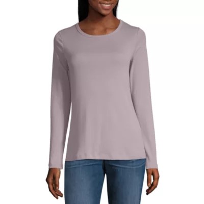 St. John's BayWomens Crew Neck Long Sleeve TShirt JCPenney