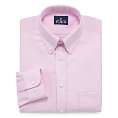 Stafford Mens Wrinkle Free Oxford Button Down Collar Regular Fit Dress