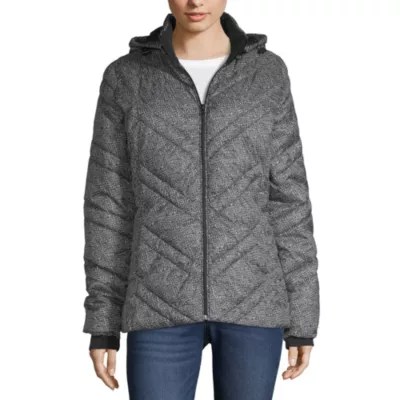 Xersion Womens Lightweight Water Resistant Puffer Jacket with Hood