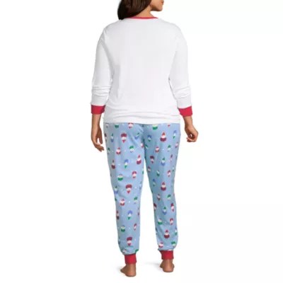 Secret Santa Gnomes Family WomensPlus Pant Pajama Set 2pc. Long
