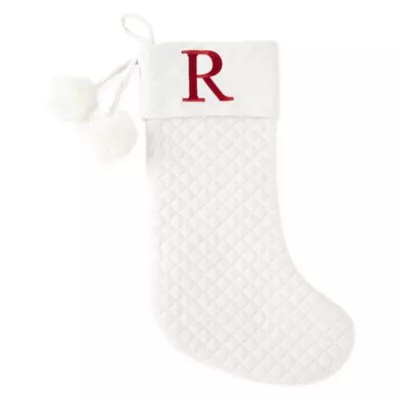 Jcpenney Christmas Stockings North Pole Trading Co. White Velvet Monogram Pom Pom Christmas Stocking