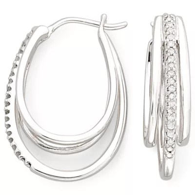1/10 CT. T.W. Sterling Silver Diamond Multi Hoop Earrings JCPenney