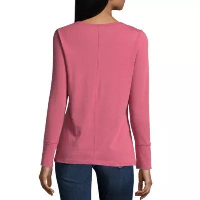 ana Long Sleeve Crew Neck T Shirt Womens JCPenney