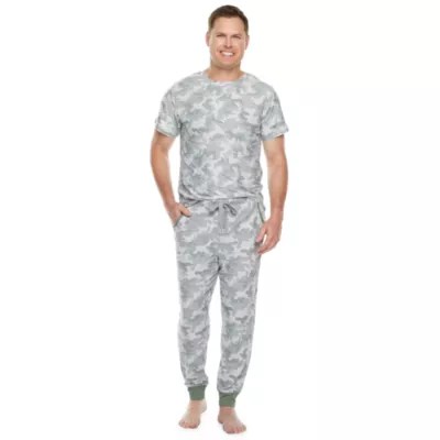 Jaclyn Camo Family Sleepwear Mens Pant Pajama Set 2pc. Short Sleeve
