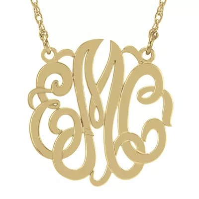 Personalized 14K Gold Over Sterling Silver 40mm Monogram Necklace