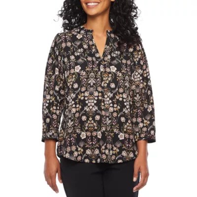 Worthington Womens 3/4 Sleeve Blouse Petite JCPenney